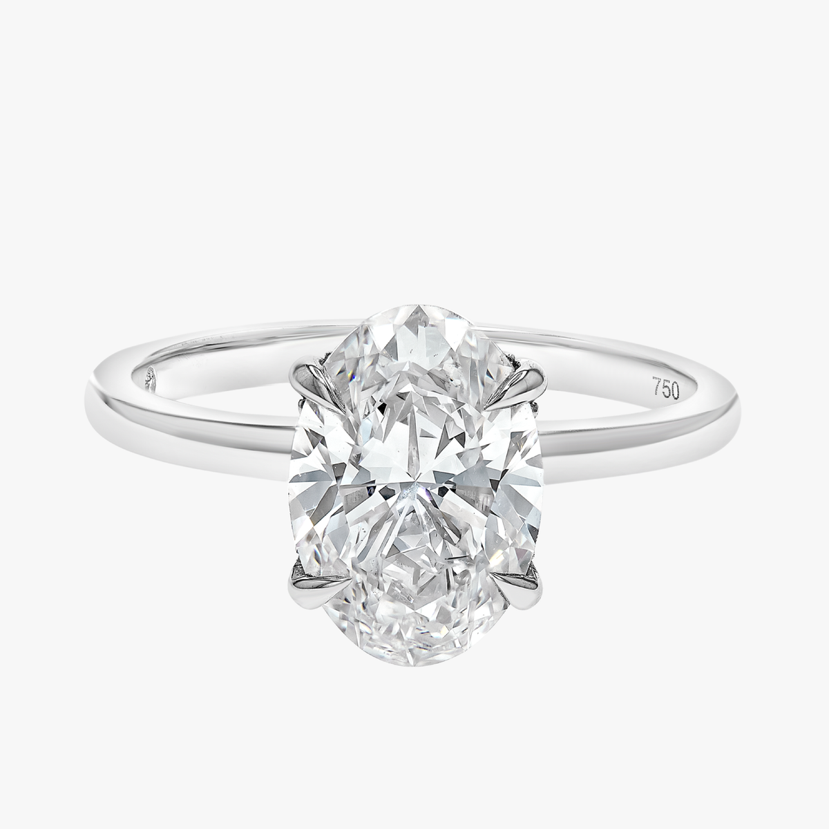 2 Carat Lab-Grown Oval Solitaire With Hidden Halo White Gold Ring