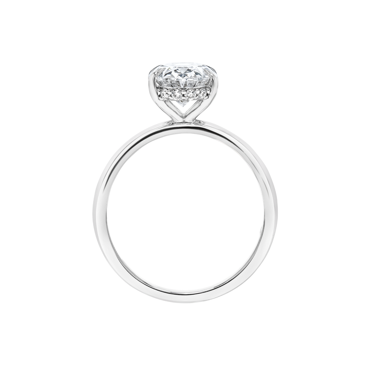 2 Carat Lab-Grown Oval Solitaire With Hidden Halo White Gold Ring