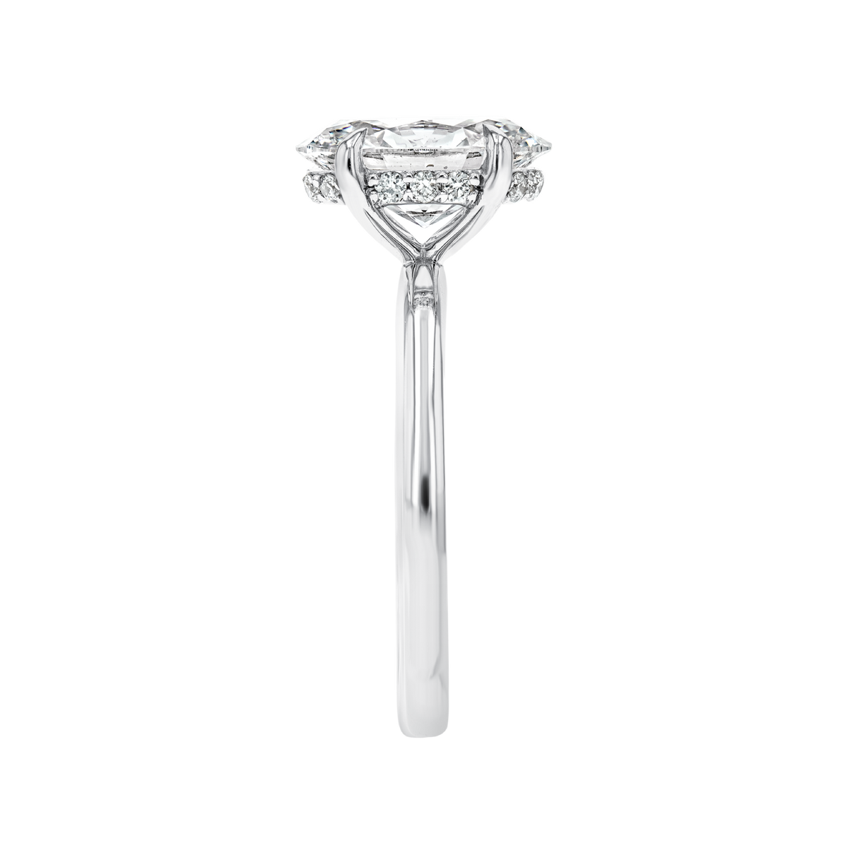 2 Carat Natural Oval Solitaire With Hidden Halo White Gold Ring