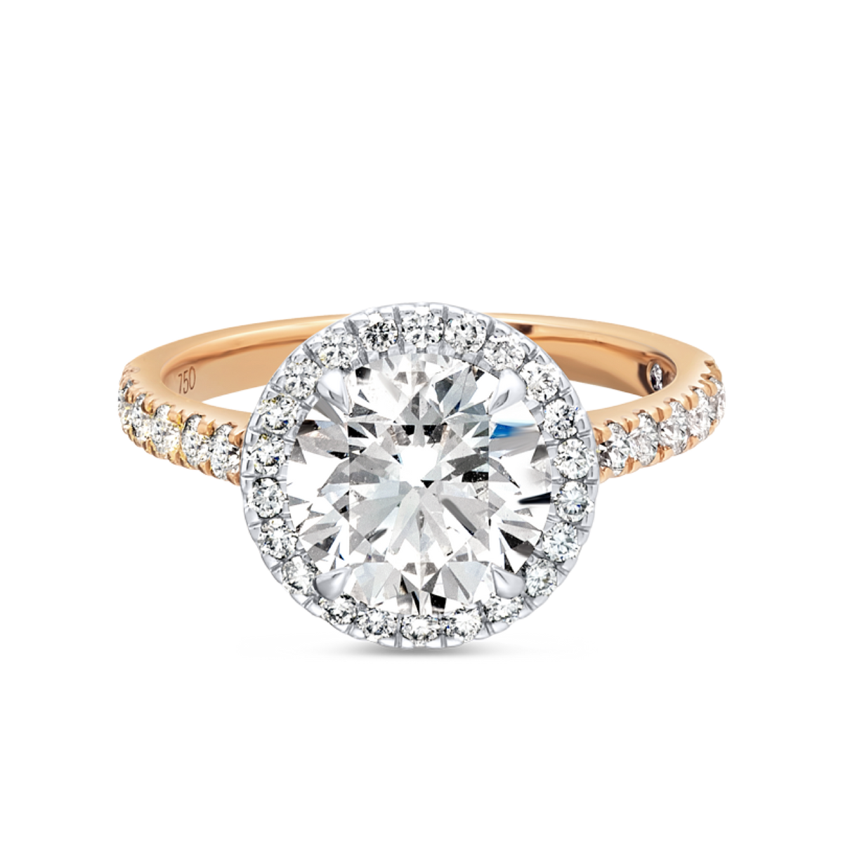 2 Carat Lab-Grown Round Halo Diamond Band Rose Gold Ring