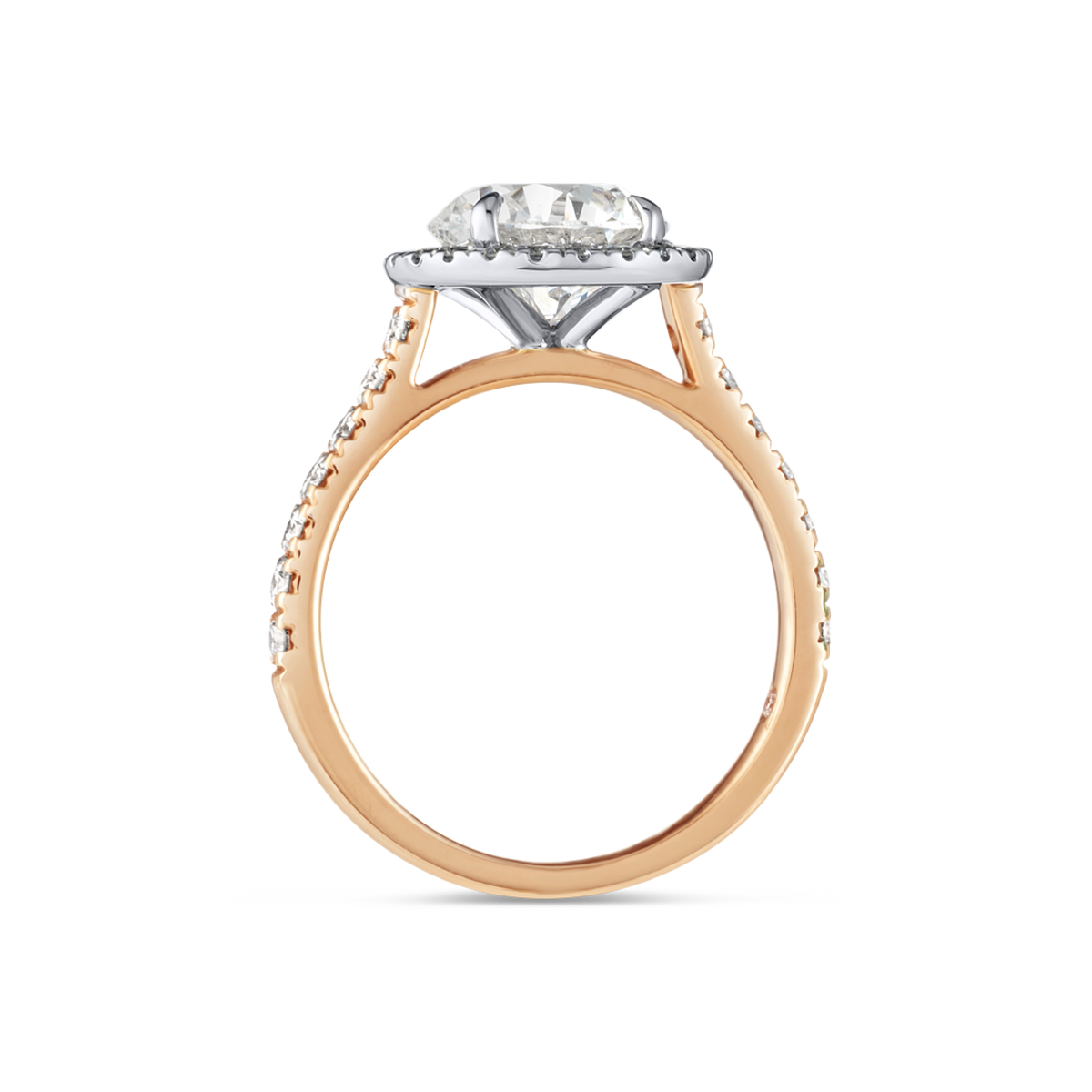 2 Carat Natural Round Halo Diamond Band Rose Gold Ring