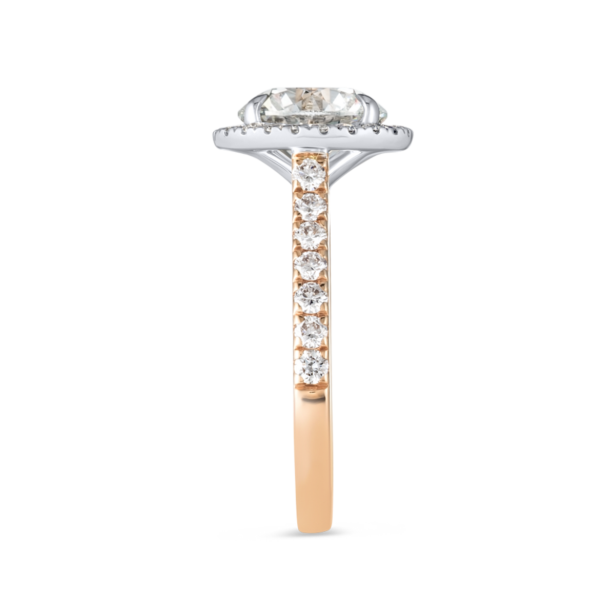 2 Carat Lab-Grown Round Halo Diamond Band Rose Gold Ring