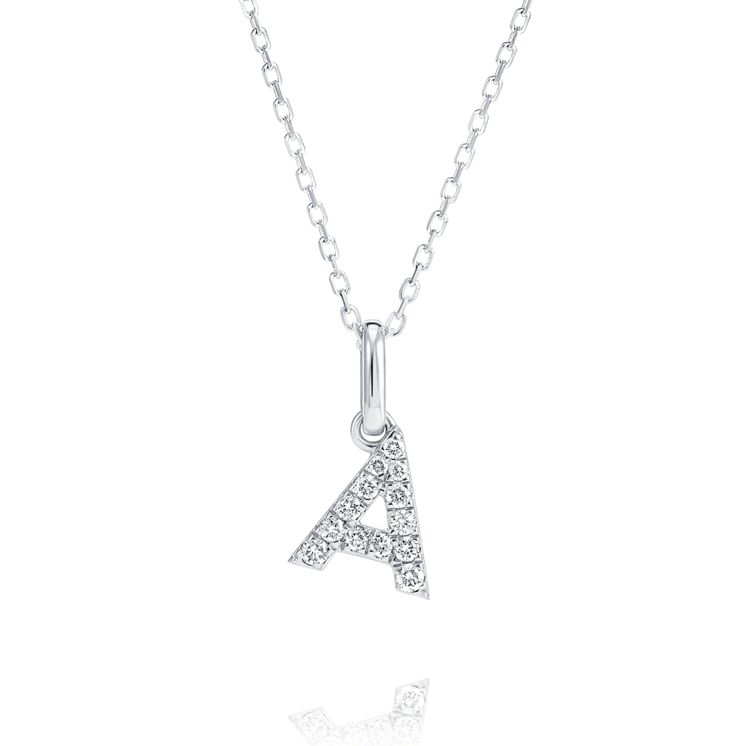 A Letter Natural Diamond Pendant White Gold