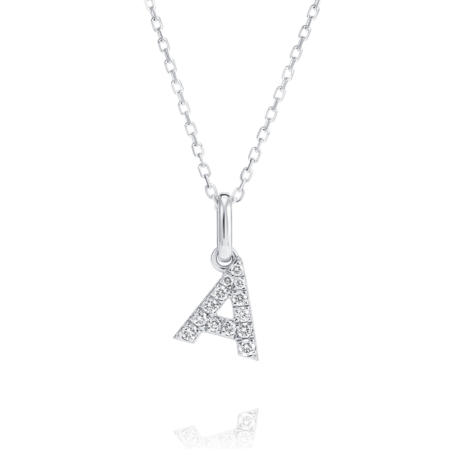 A Letter Natural Diamond Pendant White Gold
