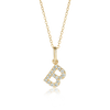 B Letter Natural Diamond Pendant Yellow Gold