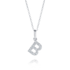 B Letter Natural Diamond Pendant White Gold