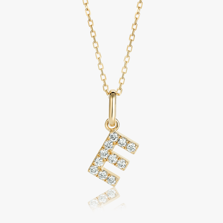 E Letter Natural Diamond Pendant Yellow Gold