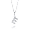 E Letter Natural Diamond Pendant White Gold
