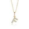 F Letter Natural Diamond Pendant Yellow Gold