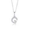 G Letter Natural Diamond Pendant White Gold