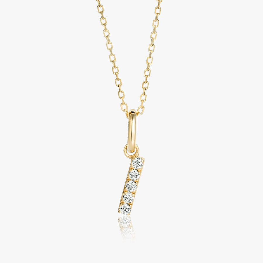 I Letter Natural Diamond Pendant Yellow Gold