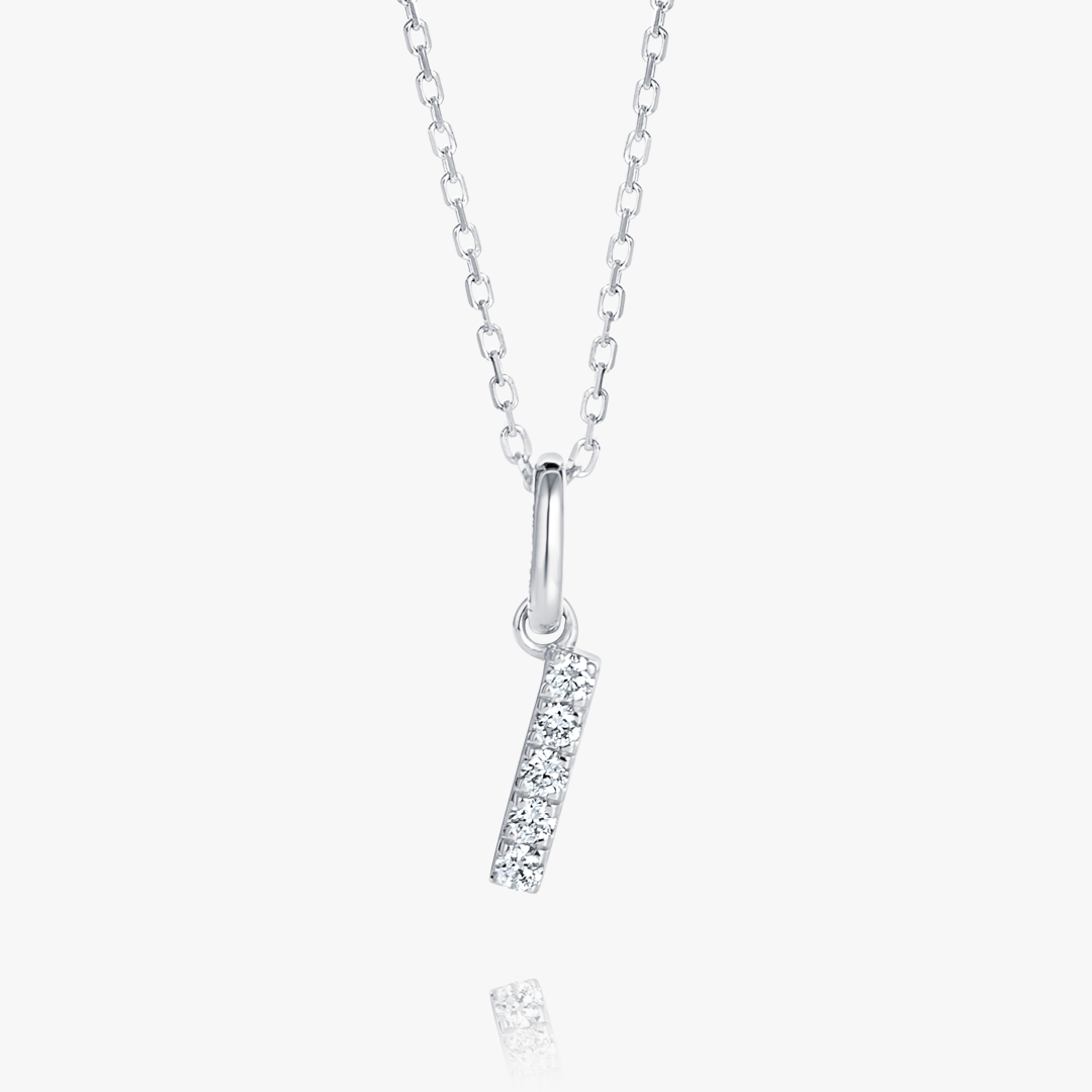 I Letter Natural Diamond Pendant White Gold
