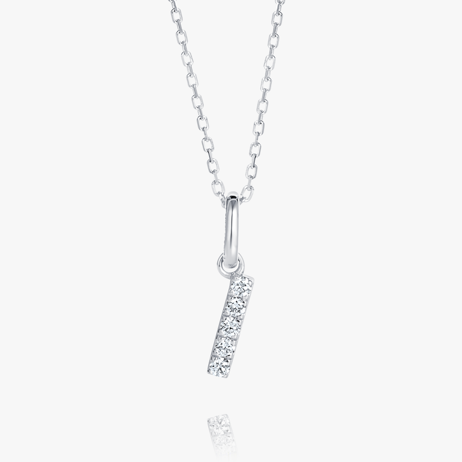 I Letter Natural Diamond Pendant White Gold
