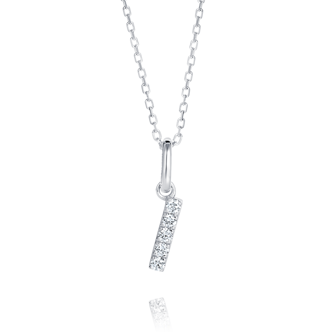 I Letter Natural Diamond Pendant White Gold