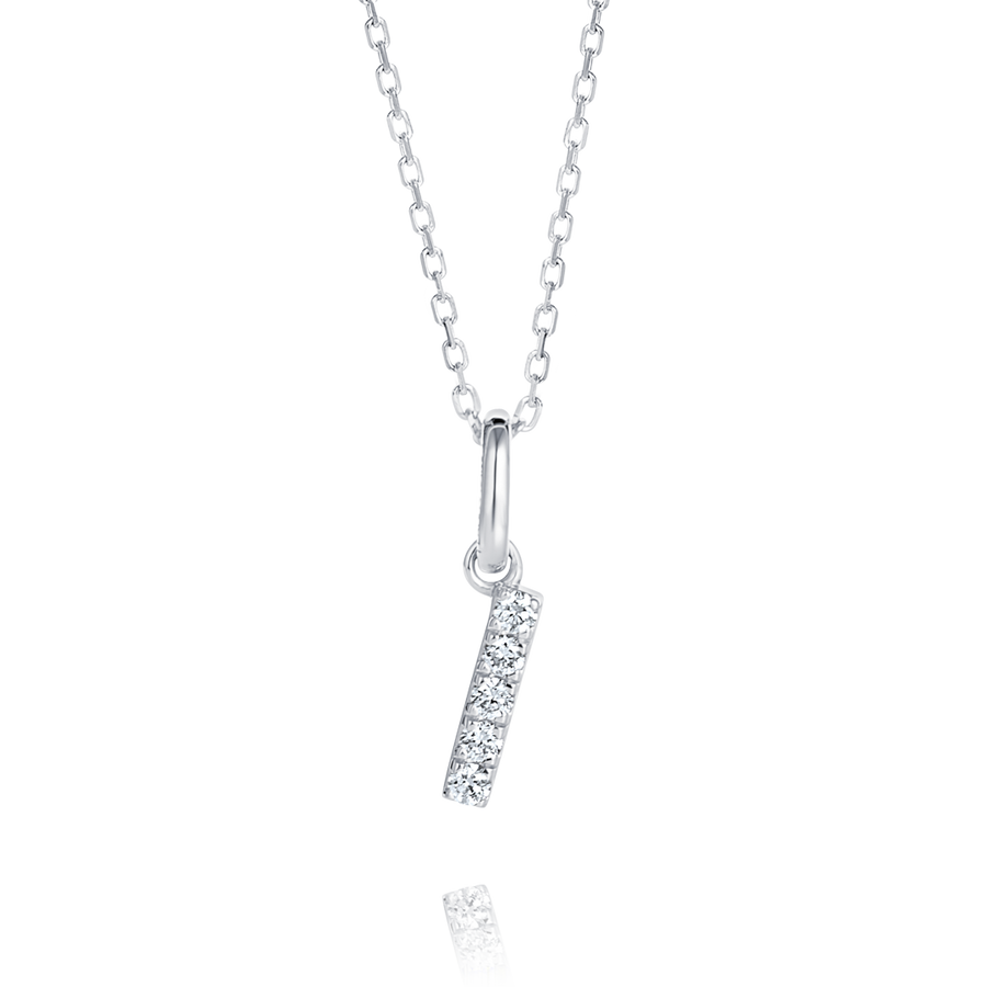 I Letter Natural Diamond Pendant White Gold