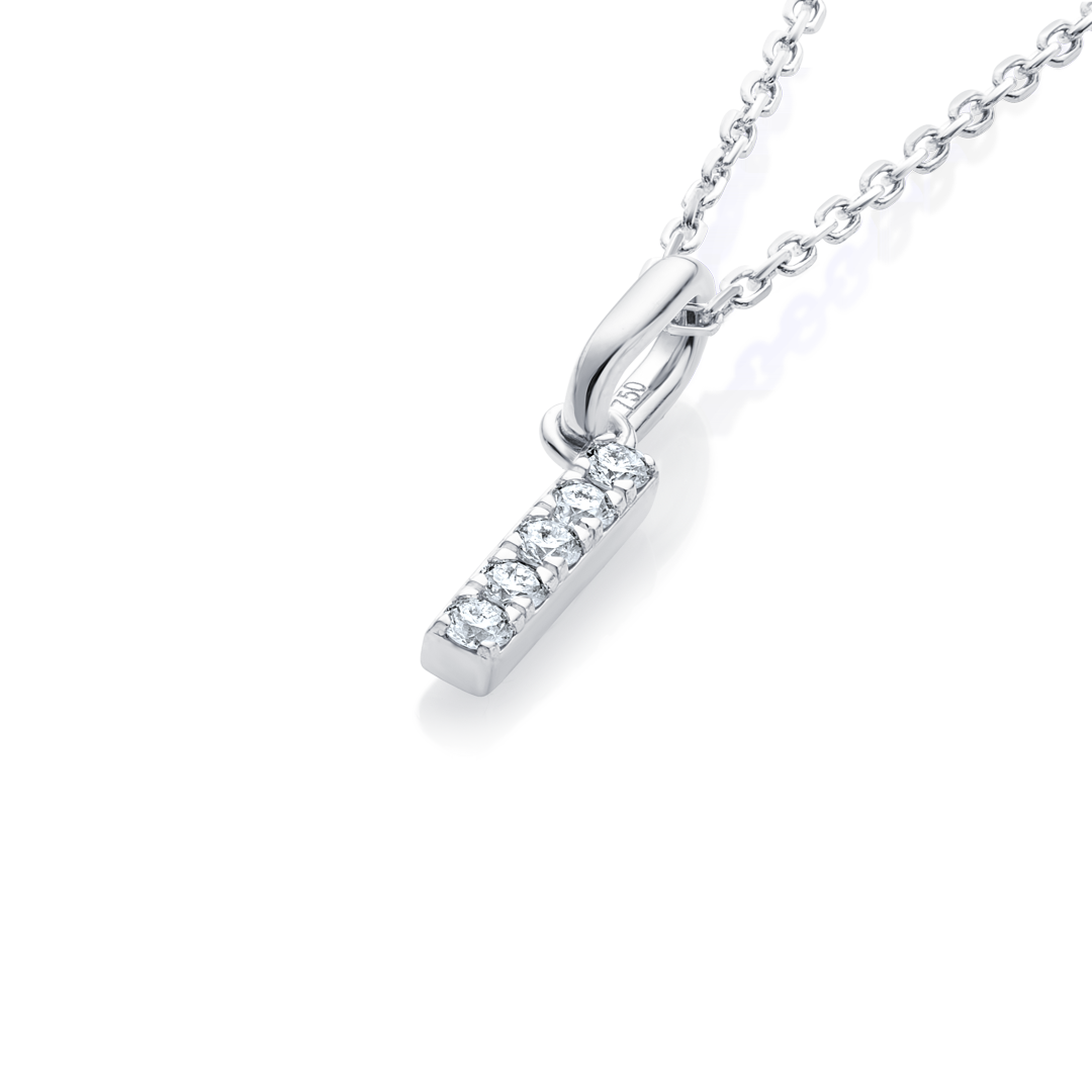 I Letter Natural Diamond Pendant White Gold