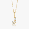 J Letter Natural Diamond Pendant Yellow Gold