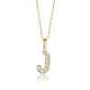 J Letter Natural Diamond Pendant Yellow Gold