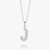 J Letter Natural Diamond Pendant White Gold
