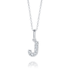 J Letter Natural Diamond Pendant White Gold