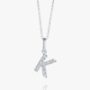 K Letter Natural Diamond Pendant White Gold
