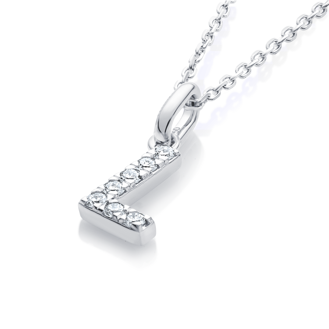 L Letter Natural Diamond Pendant White Gold