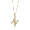 N Letter Natural Diamond Pendant Yellow Gold
