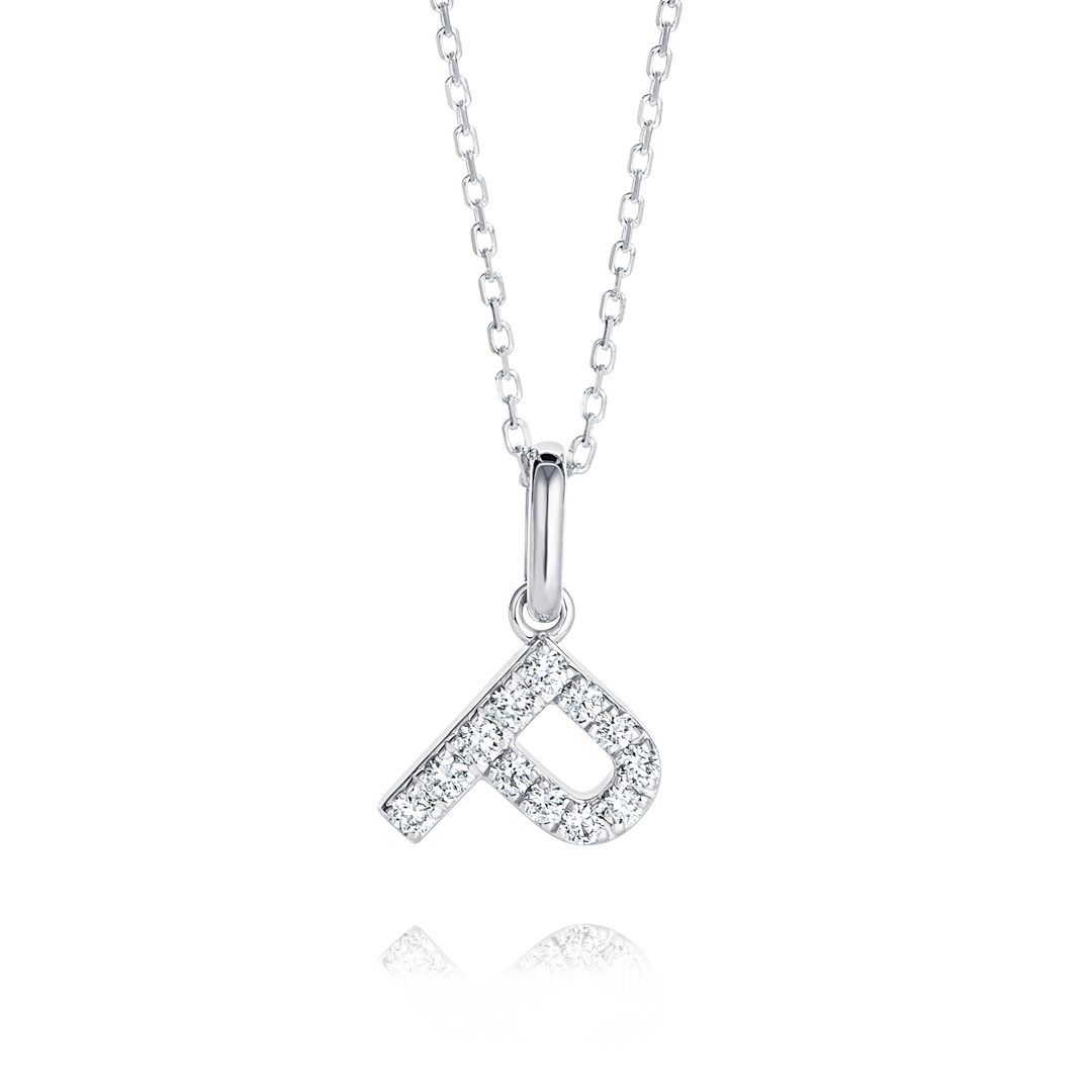 P Letter Natural Diamond Pendant White Gold