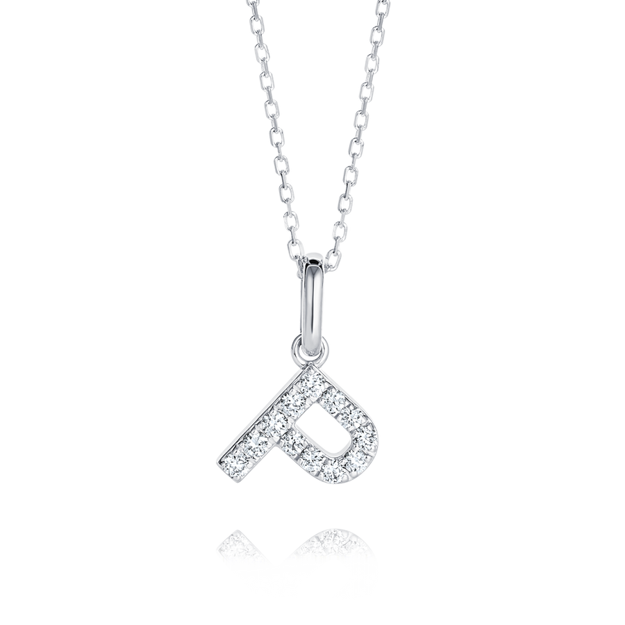 P Letter Natural Diamond Pendant White Gold