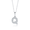 Q Letter Natural Diamond Pendant White Gold