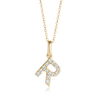 R Letter Natural Diamond Pendant Yellow Gold