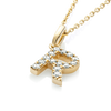 R Letter Natural Diamond Pendant Yellow Gold