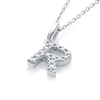R Letter Natural Diamond Pendant White Gold