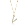 V Letter Natural Diamond Pendant Yellow Gold