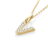 V Letter Natural Diamond Pendant Yellow Gold