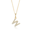 W Letter Natural Diamond Pendant Yellow Gold