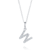 W Letter Natural Diamond Pendant White Gold