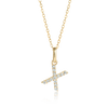 X Letter Natural Diamond Pendant Yellow Gold