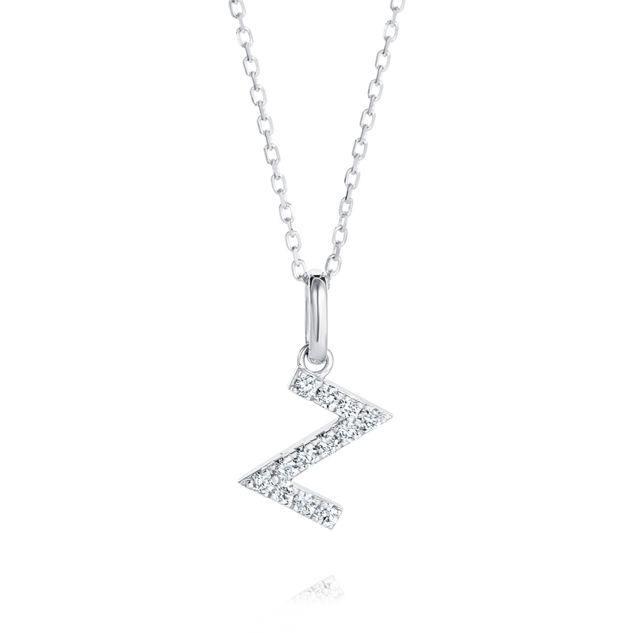 Z Letter Natural Diamond Pendant White Gold