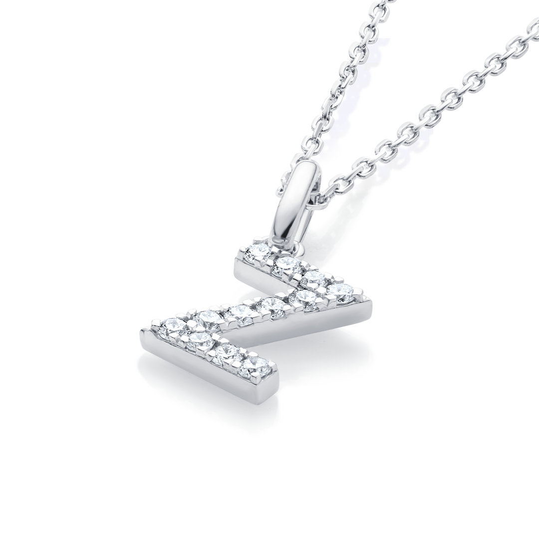 Z Letter Natural Diamond Pendant White Gold